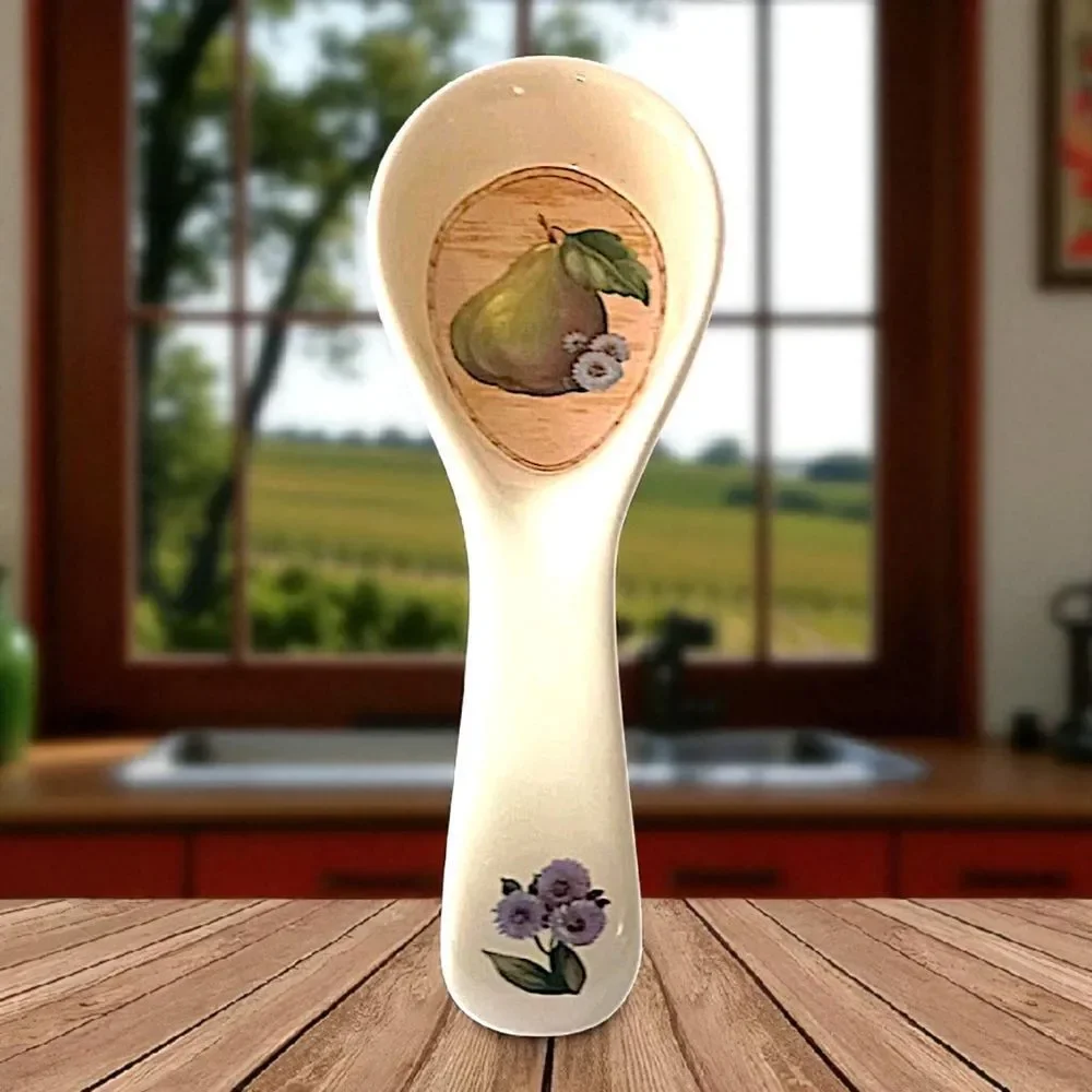 Certified International Windsor Pear Spoon‎ Rest Holder Pam Gladding Ceramic Vtg